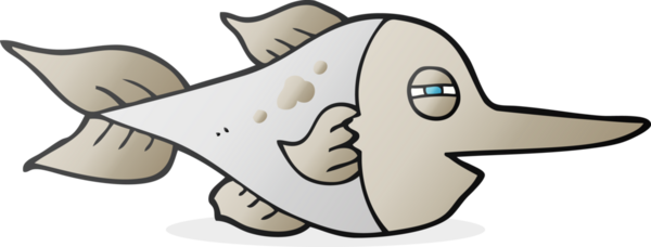 Bir insan tarafından çizilmiş karikatür kılıç balığı.