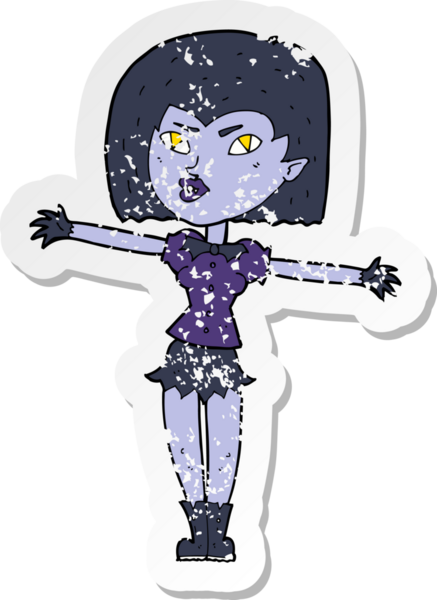 Bir insan tarafından çizilmiş vampir bir kızın gerilimli çıkartması.