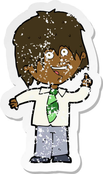 Bir insan tarafından çizilmiş bir fikri olan karikatür okullu bir çocuğun gerilimli çıkartması.