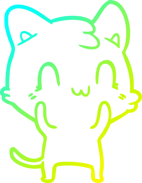 Bir insan tarafından çizilen mutlu çizgi bir kedinin soğuk gradyan çizimi