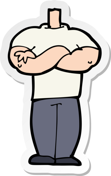 Bir insan tarafından çizilmiş kolları olan bir karikatür vücudunun çıkartması.