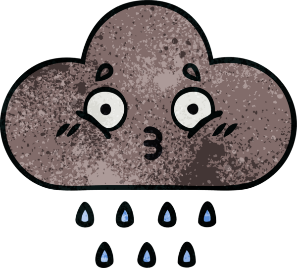 Bir insan tarafından çizilmiş fırtına yağmur bulutunun retro grunge desen karikatürü