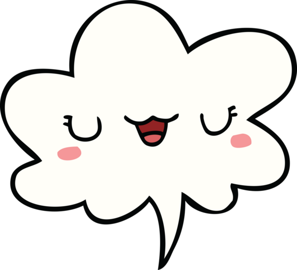 Bir insan tarafından çizilmiş konuşma baloncuklu şirin çizgi film yüzü.