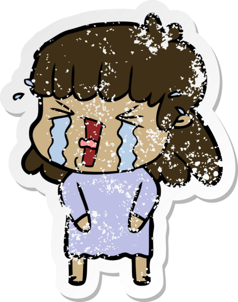 Bir insan tarafından çizilmiş karikatür bir kadının sıkıntılı çıkartması.