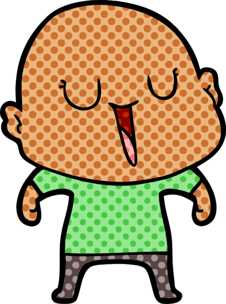 Bir insan tarafından çizilmiş mutlu, kel adam.