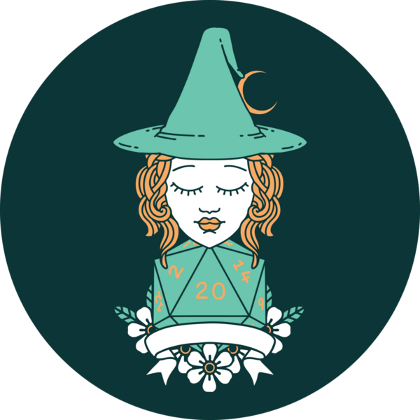 Bir insan tarafından çizilmiş 20 zarlı insan cadısının simgesi.