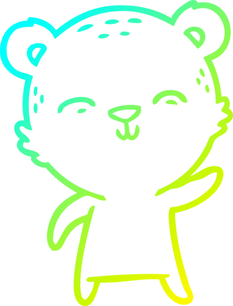 Bir insan tarafından çizilen mutlu çizgi film ayısının soğuk gradyan çizgisi.