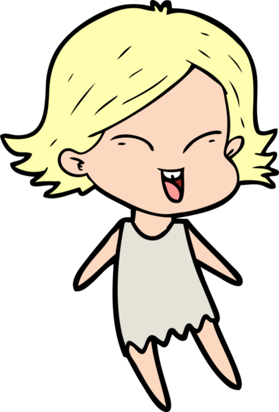 Bir insan tarafından çizilmiş mutlu çizgi film kızı.