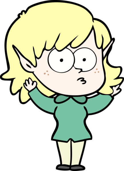 Bir insan tarafından çizilmiş çizgi film elf kızı.