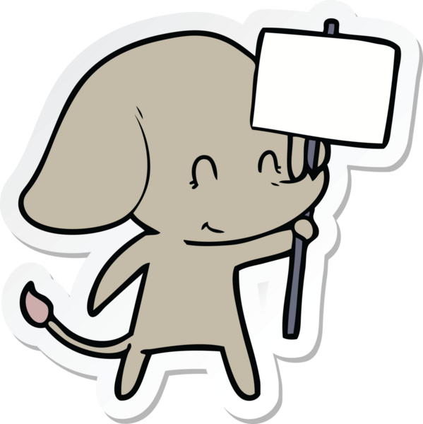 Üzerinde insan imzası olan şirin bir fil çıkartması.