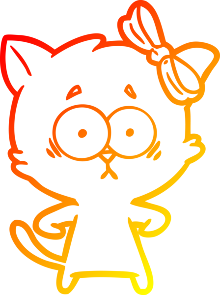 Bir insan tarafından çizilmiş çizgi film kedisinin sıcak çizgi çizimi