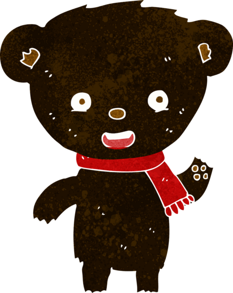 Bir insan tarafından çizilmiş şirin siyah ayı.