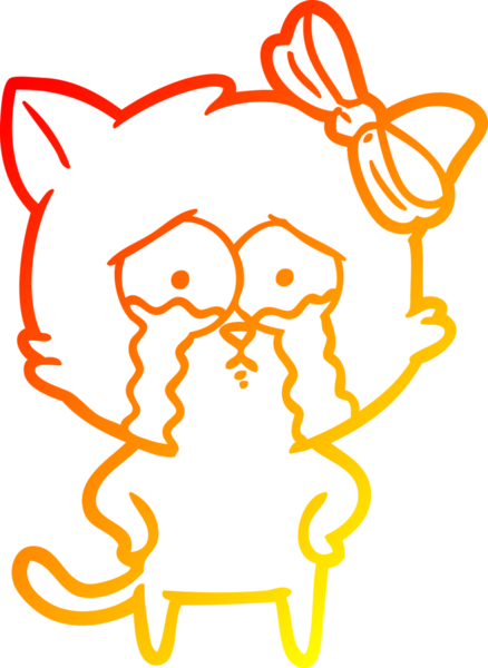 Bir insan tarafından çizilmiş çizgi film kedisinin sıcak çizgi çizimi