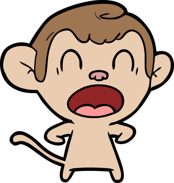 Bir insan tarafından çizilmiş bağıran çizgi maymun.