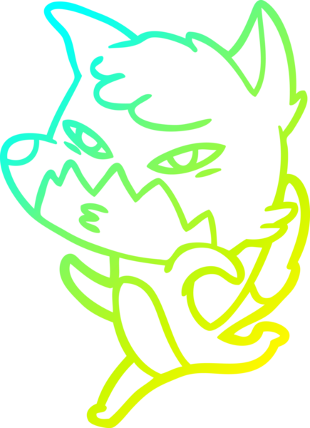 Bir insan tarafından çizilmiş akıllı bir tilkinin soğuk çizgi çizimi.