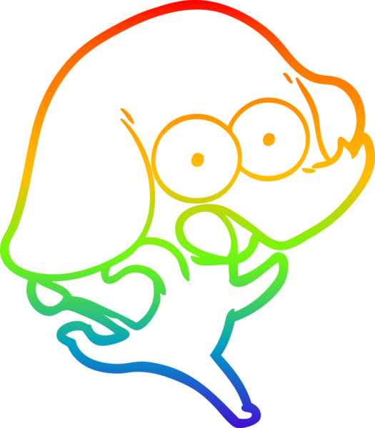 Gökkuşağı gradyan çizgisi bir insan tarafından çizilmiş şirin bir fil çizimi