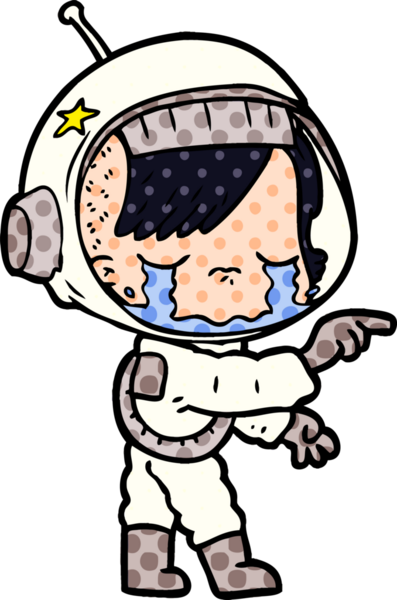 Bir insan tarafından çizilmiş ağlayan astronot kız.