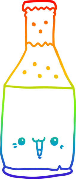 gökkuşağı gradyan çizgi çizimi bir insan tarafından çizilmiş bira şişesi