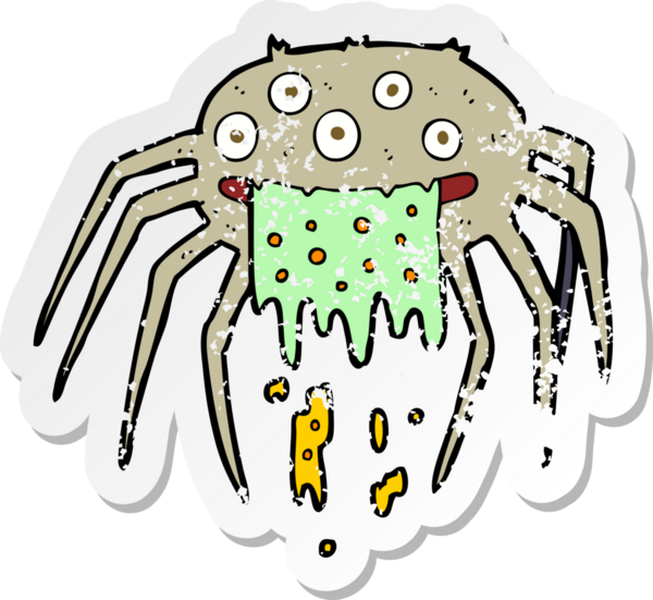 Bir insan tarafından çizilmiş iğrenç bir cadılar bayramı örümceğinin gerilimli çıkartması.