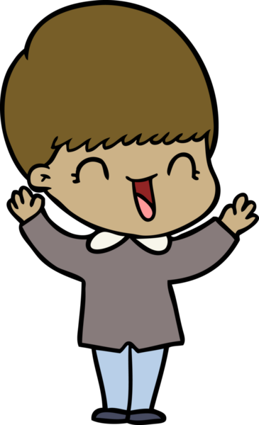 Bir insan tarafından çizilmiş mutlu çizgi film çocuğu.