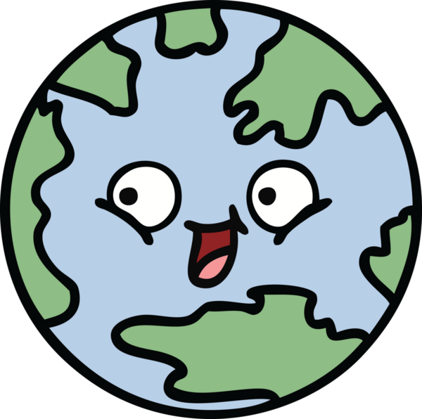 Bir insan tarafından çizilmiş şirin bir dünya karikatürü.