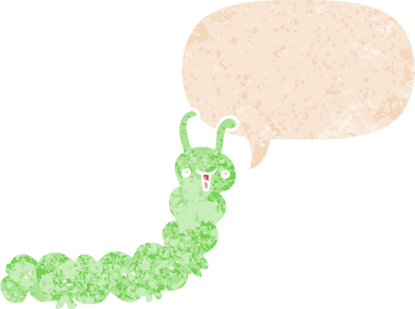 grunge 'da konuşma balonu olan karikatür tırtılı bir insan tarafından çizilmiş tedirgin bir retro stil