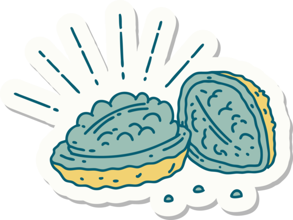 Bir insan tarafından çizilmiş dövmeli ceviz etiketi.