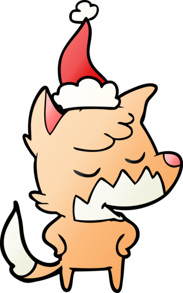 Bir insan tarafından çizilmiş Noel Baba şapkası giymiş bir tilkinin gradyan çizimi.