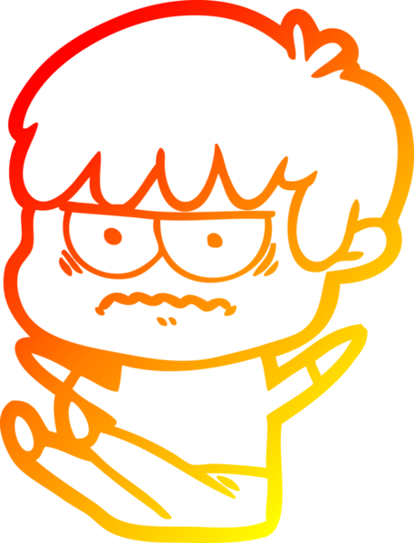 Bir insan tarafından çizilmiş kızgın çizgi film çocuğunun sıcak çizgi çizimi.