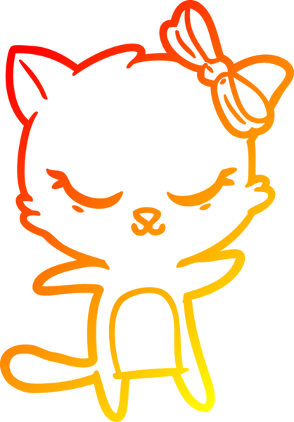 Bir insan tarafından çizilmiş sevimli bir çizgi film kedisinin sıcak çizgi çizimi