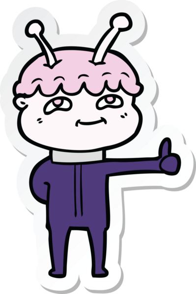 Bir insan tarafından çizilmiş dost canlısı bir uzay adamının çıkartması.