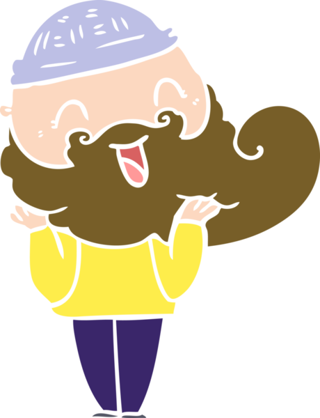 Bir insan tarafından çizilmiş mutlu sakallı adam.