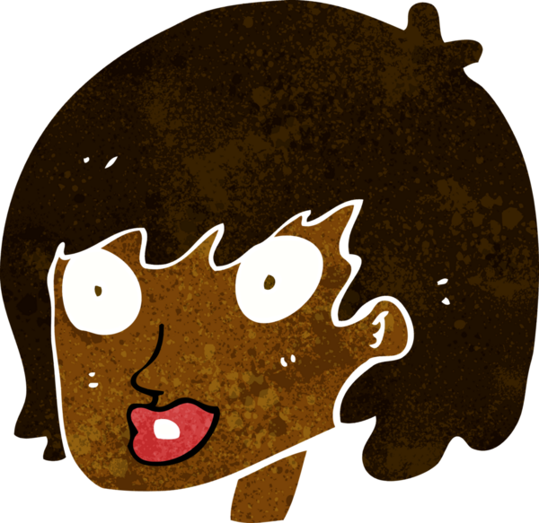 Bir insan tarafından çizilmiş mutlu kadın yüzü.