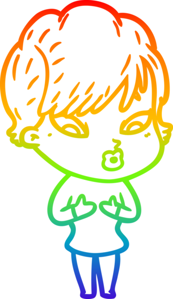 gökkuşağı gradyan çizimi bir insan tarafından çizilmiş bir karikatür kadın