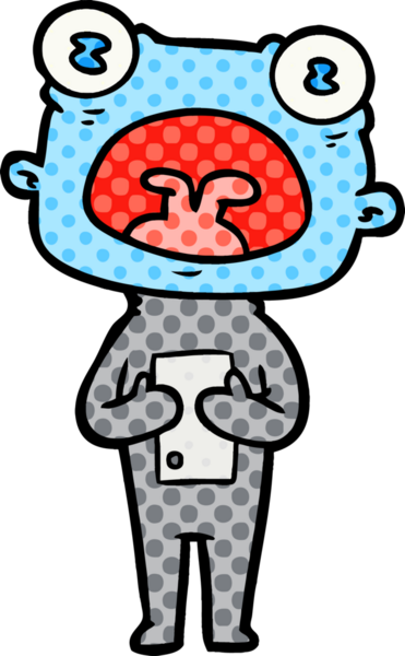 Bir insan tarafından çizilmiş garip uzaylı çizgi filmi.