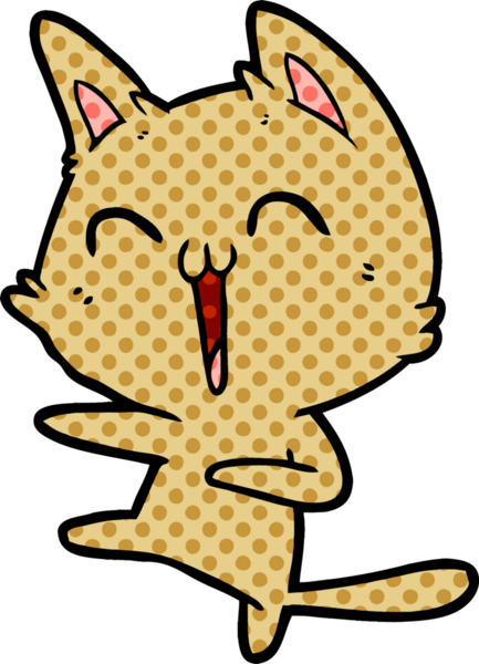 Mutlu çizgi film kedisi miyavlıyor bir insan tarafından