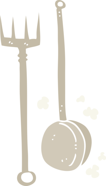Bir insan tarafından çizilmiş eski şömine başı araçlarının düz renk çizimi