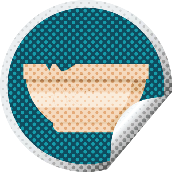 Bir insan tarafından çizilmiş çatlak kase grafik vektör çizimi dairesel etiketi