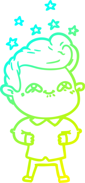 Bir insan tarafından çizilmiş, heyecanlı bir çizgi film çizimi.