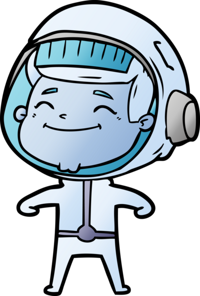 Bir insan tarafından çizilmiş mutlu astronot çizgi filmi.
