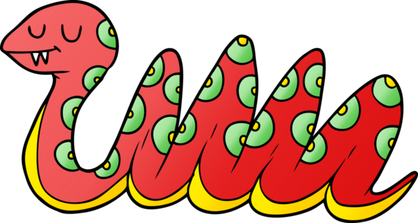 Bir insan tarafından çizilmiş çizgi film yılanı.