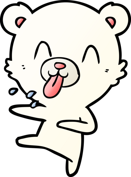 kaba karikatür dans eden kutup ayısı bir insan tarafından çizilmiş dili dışarı çıkarıyor.