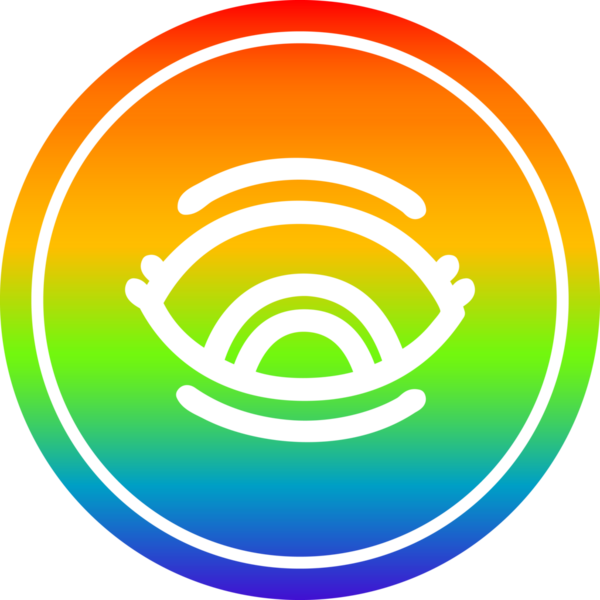 bir insan tarafından çizilmiş gökkuşağı gradyan göz dairesel simgesi