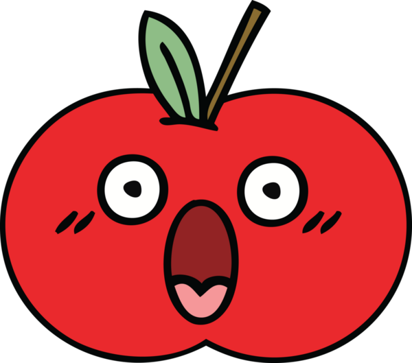 Bir insan tarafından çizilmiş kırmızı elma karikatürü.