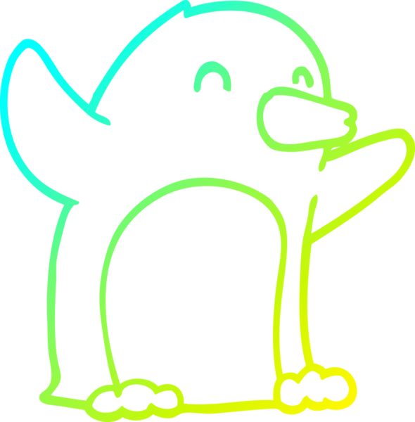 Bir çizgi film çizimi, bir insan tarafından çizilmiş bir pengueni heyecanlandırdı.