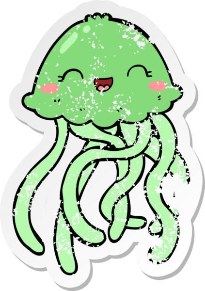 Bir insan tarafından çizilmiş tatlı bir denizanasının sıkıntılı çıkartması.