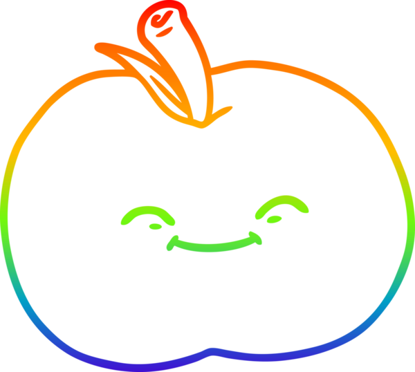 gökkuşağı gradyan çizgi çizimi bir insan tarafından çizilmiş elma çizgi