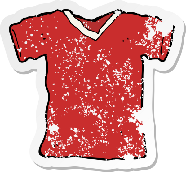 Bir insan tarafından çizilmiş karikatür tişörtünün gerilimli çıkartması.