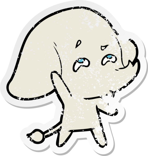 Bir insan tarafından çizilmiş karikatür filinin sıkıntılı çıkartması