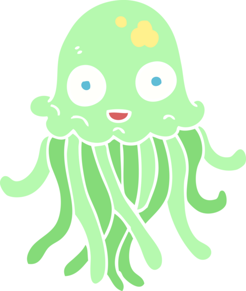 Bir insan tarafından çizilmiş ahtapotun düz renk çizimi